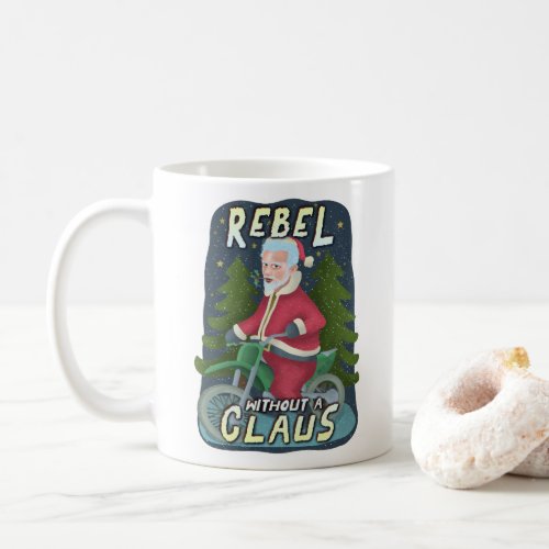 Funny Christmas Santa Claus Humor Motorcycle Rebel Coffee Mug