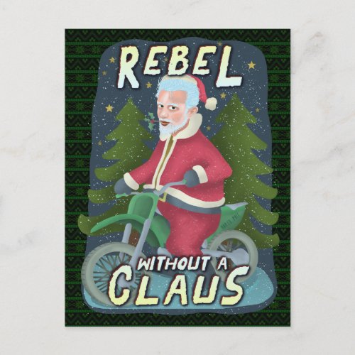 Funny Christmas Santa Claus Humor Motorcycle Rebel Holiday Postcard