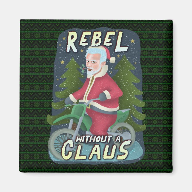 Funny Christmas Santa Claus Humor Motorcycle Rebel Magnet (Front)
