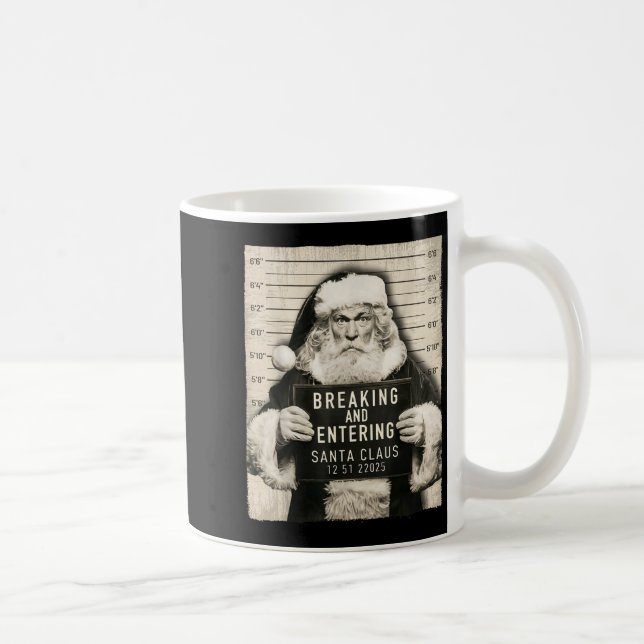 Funny Christmas Santa Claus Humor Mugshot Xmas Men Coffee Mug (Right)