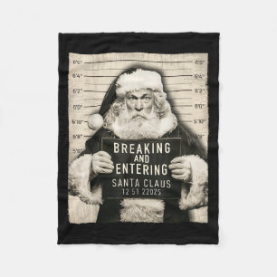 Funny Christmas Santa Claus Humor Mugshot Xmas Men Fleece Blanket