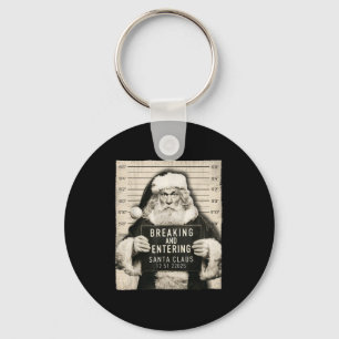 Funny Christmas Santa Claus Humor Mugshot Xmas Men Keychain