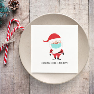 Funny Christmas Santa Claus in Face Mask Custom Napkins