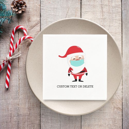 Funny Christmas Santa Claus in Face Mask Custom Napkins