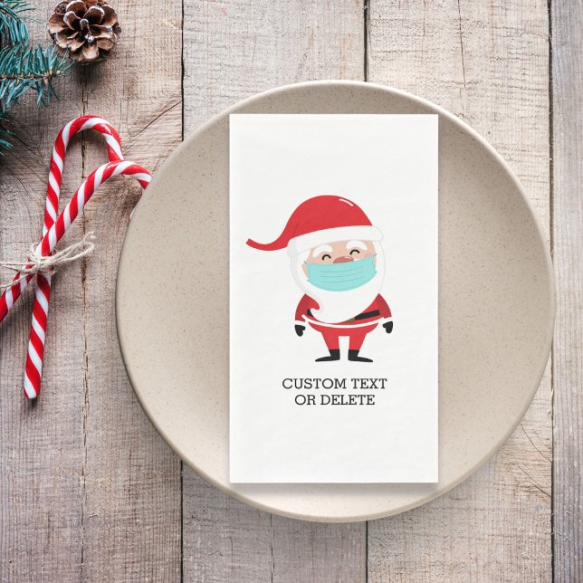 Funny Christmas Santa Claus in Face Mask Custom Paper Guest Towels (Creator Uploaded)
