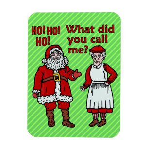 Funny Christmas Santa Claus & Mrs Holiday Joke Magnet