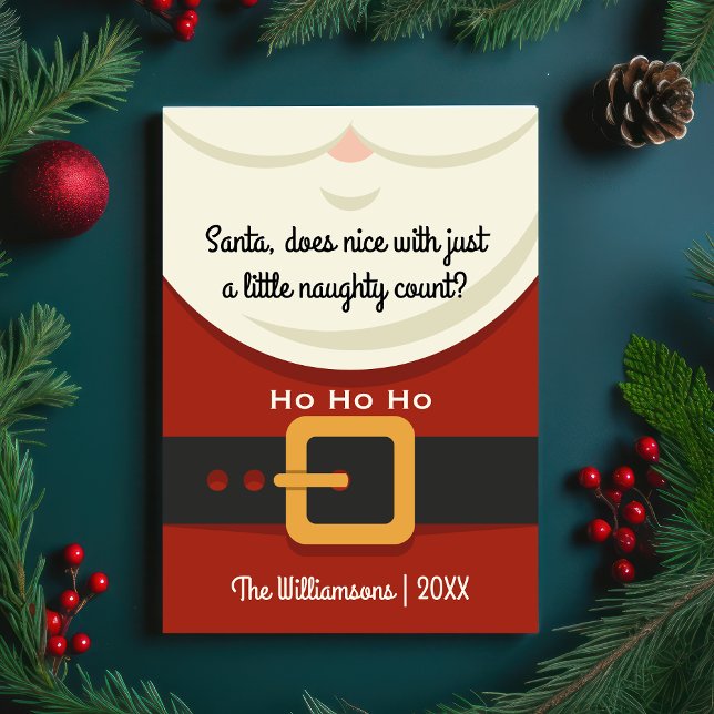 Funny Christmas Santa Claus Naughty & Nice Photo Holiday Card (Creator Uploaded)