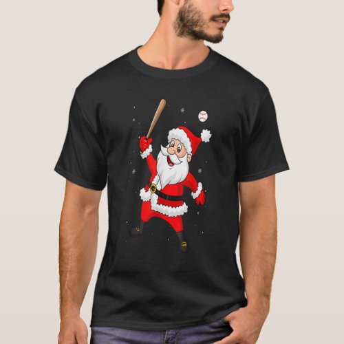 Funny Christmas Santa Claus play Baseball 2021 T_Shirt