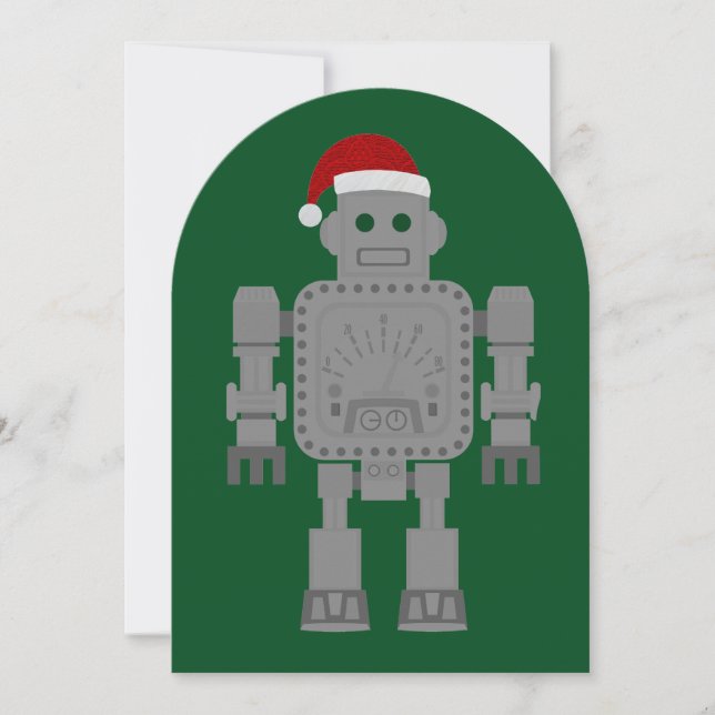 funny christmas santa claus robot invitation (Front)
