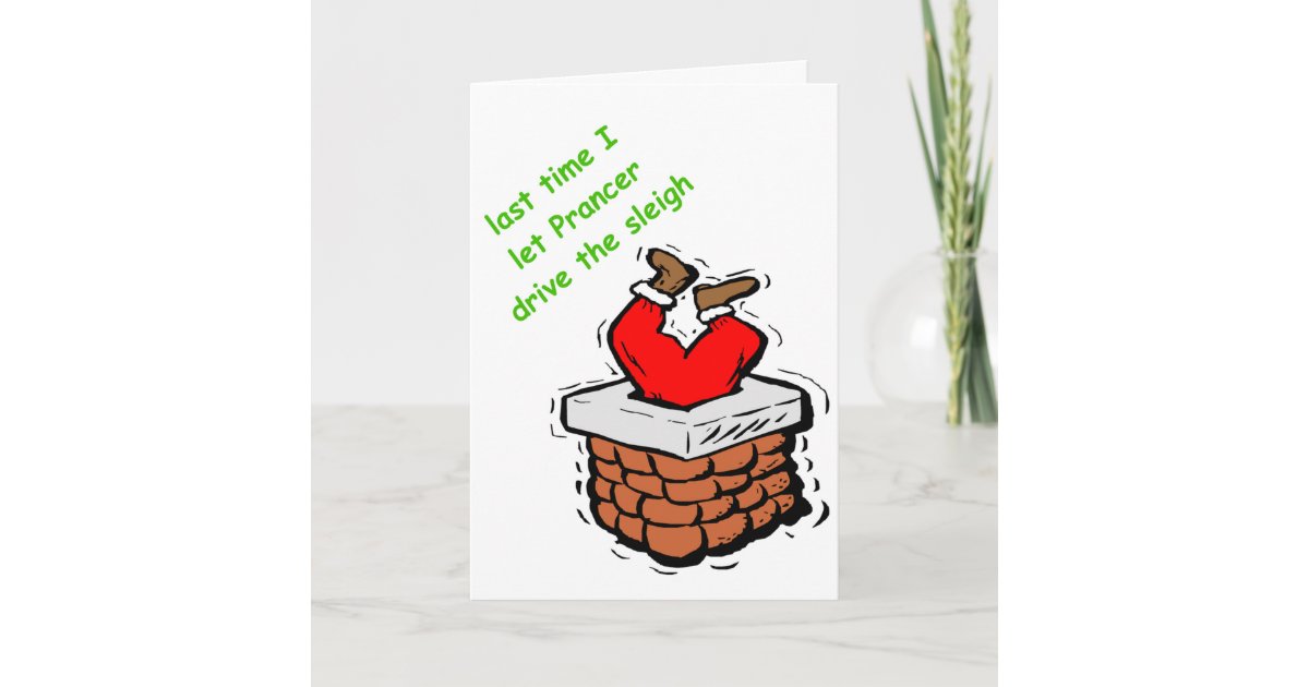 Funny Christmas Santa Claus Stuck Chimney Xmas Holiday Card