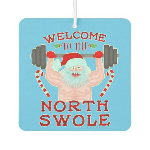 Funny Christmas Santa Claus Swole Weightlifter Car Air Freshener