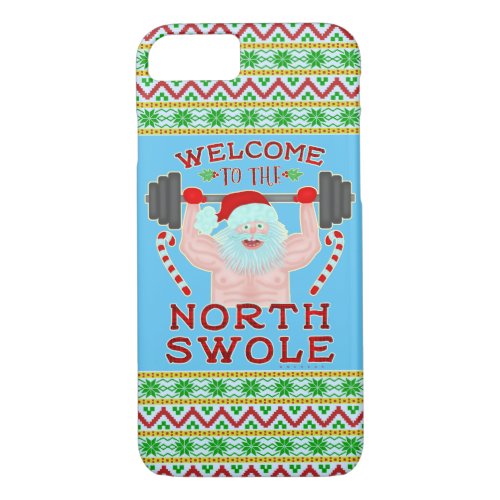 Funny Christmas Santa Claus Swole Weightlifter iPhone 87 Case