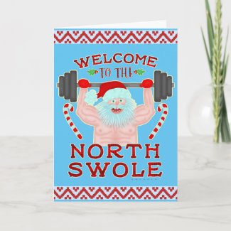 Funny Christmas Santa Claus Swole Weightlifter Holiday Card