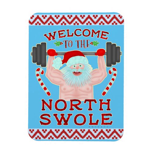 Funny Christmas Santa Claus Swole Weightlifter Magnet