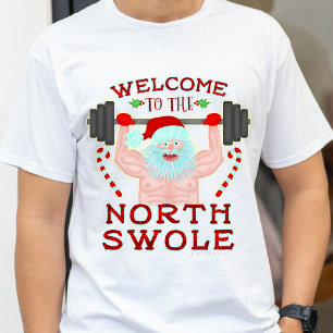 Funny Christmas Santa Claus Swole Weightlifter T-Shirt