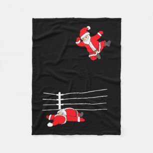 Funny Christmas Santa Claus Wrestling Xmas Fleece Blanket