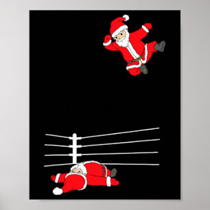 Funny Christmas Santa Claus Wrestling Xmas Poster