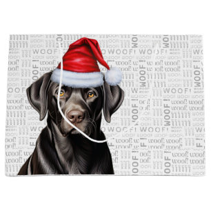 Funny Christmas Santa Dog Black Lab Holiday Large Gift Bag