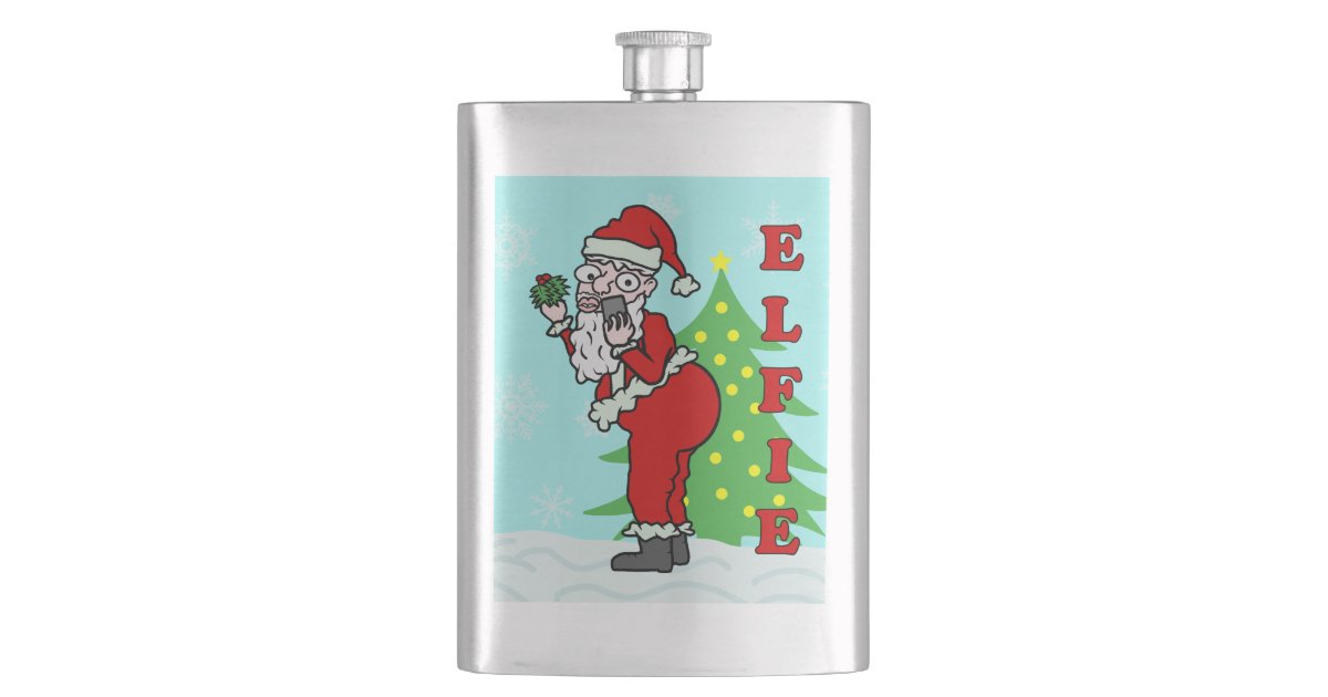 8 oz. Retro Santa Stainless Steel Christmas Flask