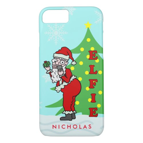 Funny Christmas Santa Elfie Personalized iPhone 87 Case