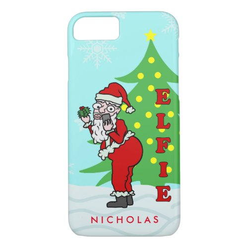 Funny Christmas Santa Elfie Personalized iPhone 87 Case