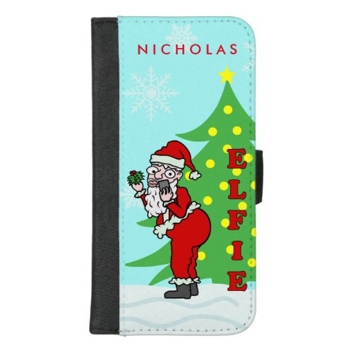 Funny Christmas Santa Elfie Personalized iPhone 87 Plus Wallet Case