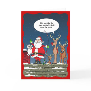 Funny Christmas Santa Fishing Dog Reindeer Holiday Card