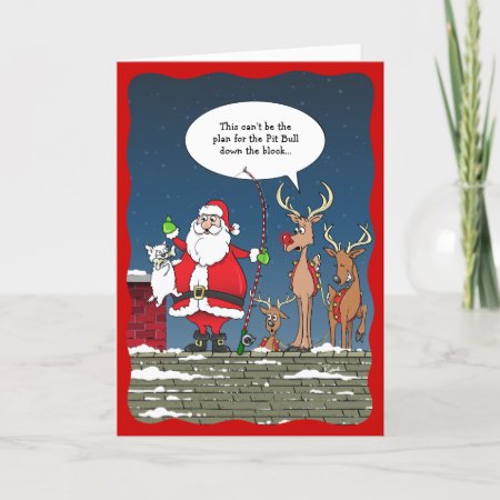 Funny Christmas Santa Fishing Dog Reindeer Holiday Card