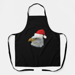 Funny Christmas Santa Hat American Bald Eagle  Apron