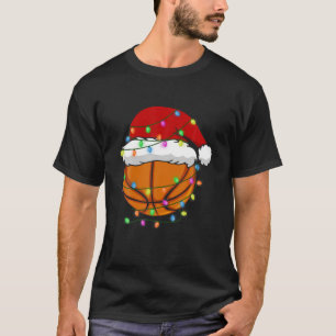 Funny Christmas Santa Hat Basketball Sport Xmas Bo T-Shirt