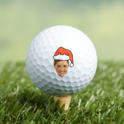 Funny Christmas Santa Hat Gag Gift Women Photo Golf Balls