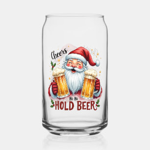 Funny Christmas Santa hold beer  Can Glass