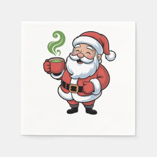 Funny Christmas Santa Hoolding a Matcha Drink Napkins