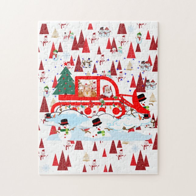 Funny Christmas Santa Plowing Snowmen Jigsaw Puzzle (Vertical)