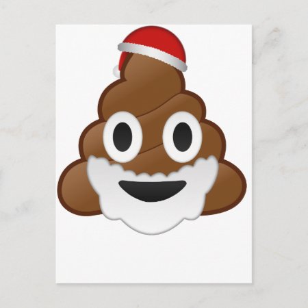 Funny Christmas Santa Poop Emoji Holiday Postcard