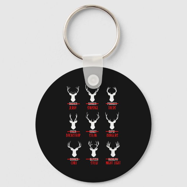 Funny Christmas Santa Reindeer List Pajamas For De Keychain (Front)