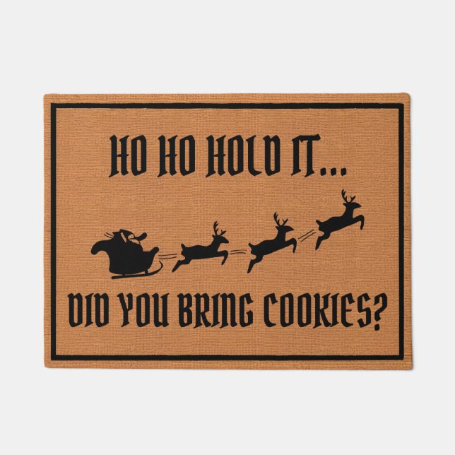 Funny Christmas Santa Reindeer Simple Minimalist Doormat (Front)