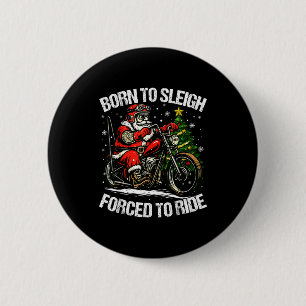 Funny Christmas Santa Riding Motorcycle Bike Biker Button