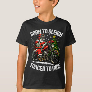 Funny Christmas Santa Riding Motorcycle Bike Biker T-Shirt