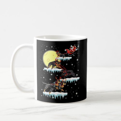 Funny Christmas Santa Riding Rottweiler Reindeer C Coffee Mug