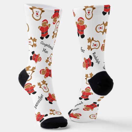 Funny Christmas Santa Rudolph Red White Socks