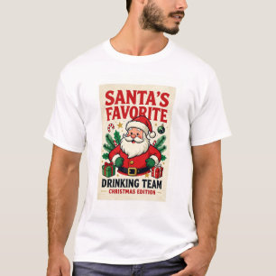 Funny Christmas – Santa’s Favorite Drinking Team T-Shirt
