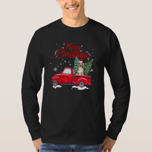 Funny Christmas Santa Sheltie Ride Red Truck Xmas  T_Shirt
