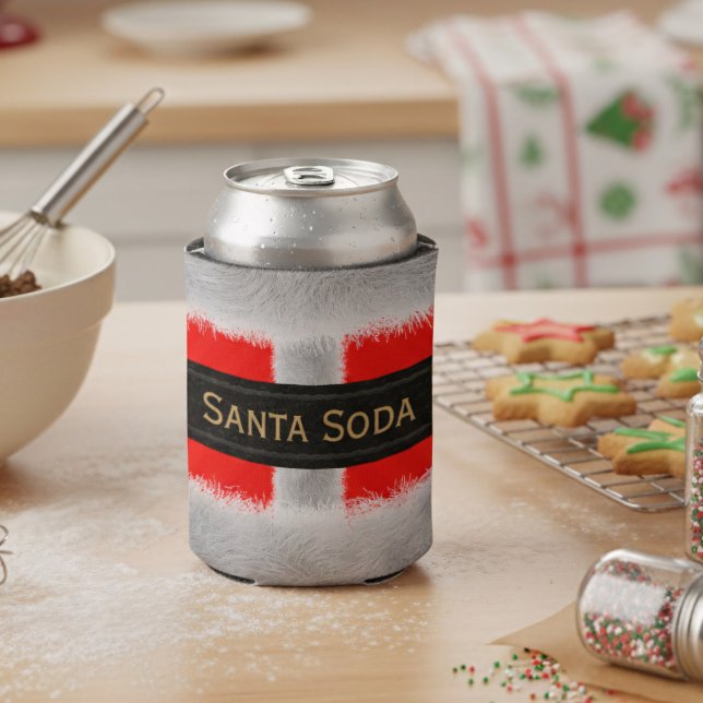 Funny Christmas Santa Soda Can Cooler (Keep your holiday beverages perfectly chilled in style! )