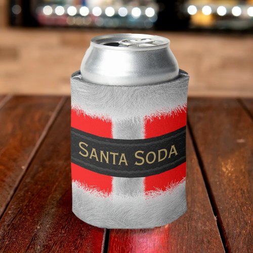 Funny Christmas Santa Soda Red and White Festive Can Cooler