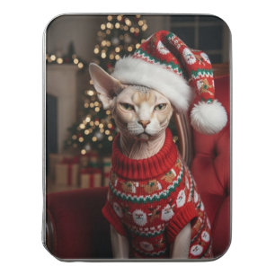 Funny Christmas Santa Sphynx Cat in Sweater Jigsaw Puzzle