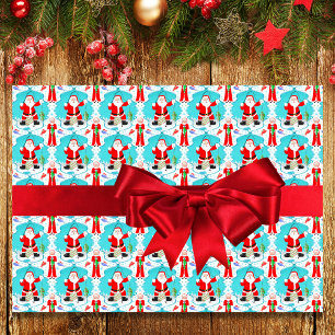 Funny Christmas Santa Surprised At Mrs. Claus Fish Wrapping Paper Sheets