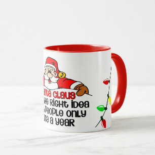 Funny Christmas Santa Visit Bah Humbug Mug