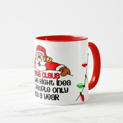 Funny Christmas Santa Visit Bah Humbug Mug