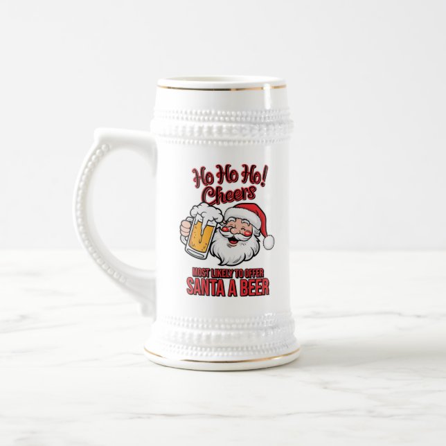 Funny Christmas Santa word art  Beer Stein (Left)